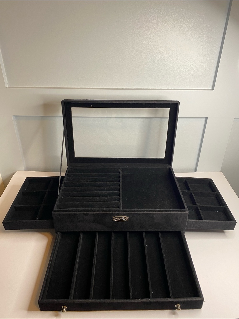 Prestige Black Jewelry Display Box with Clear Top